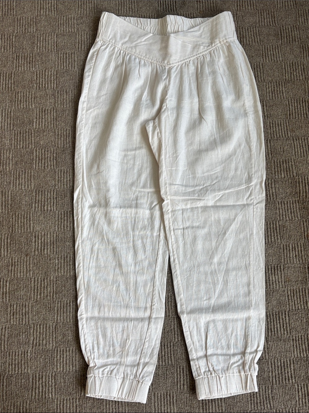 ✨ban•jara Lightweight White/Cream Linen-Blend Jogger Pants Size Medium